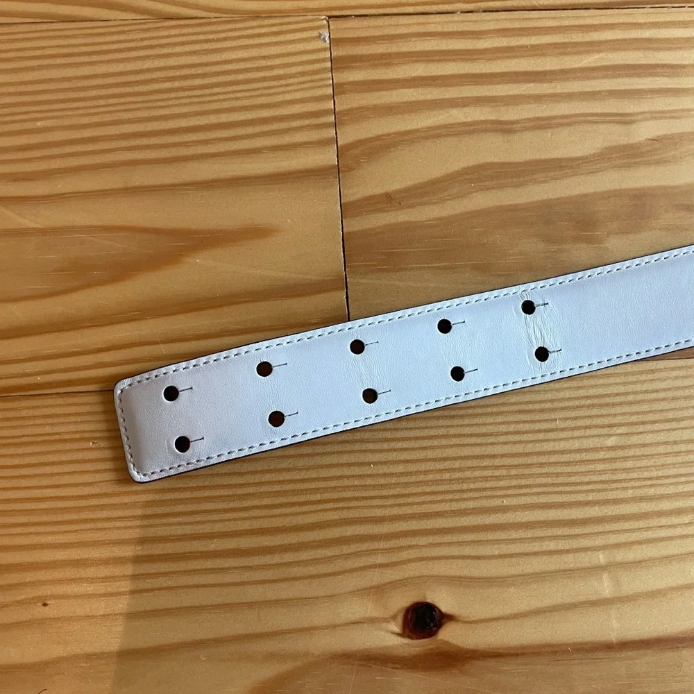 Moschino White Belt with Gold Logo